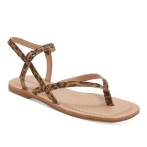 NEW Lucky Brand Bylee Ankle strappy Square Toe Leopard print Sandals 6 NWT